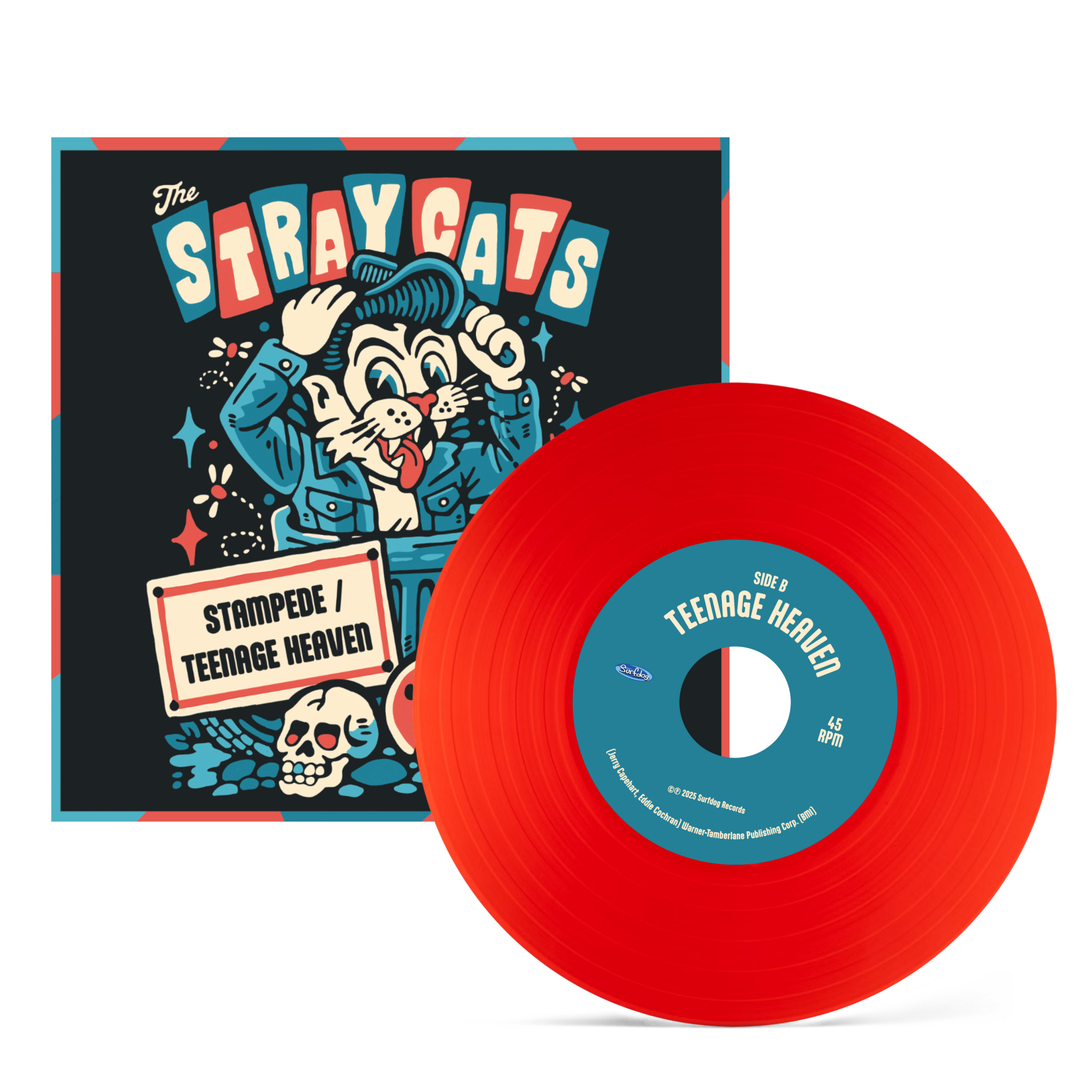 The Stray Cats - “Stampede / Teenage Heaven” (7” Ruby Red Variant Vinyl)